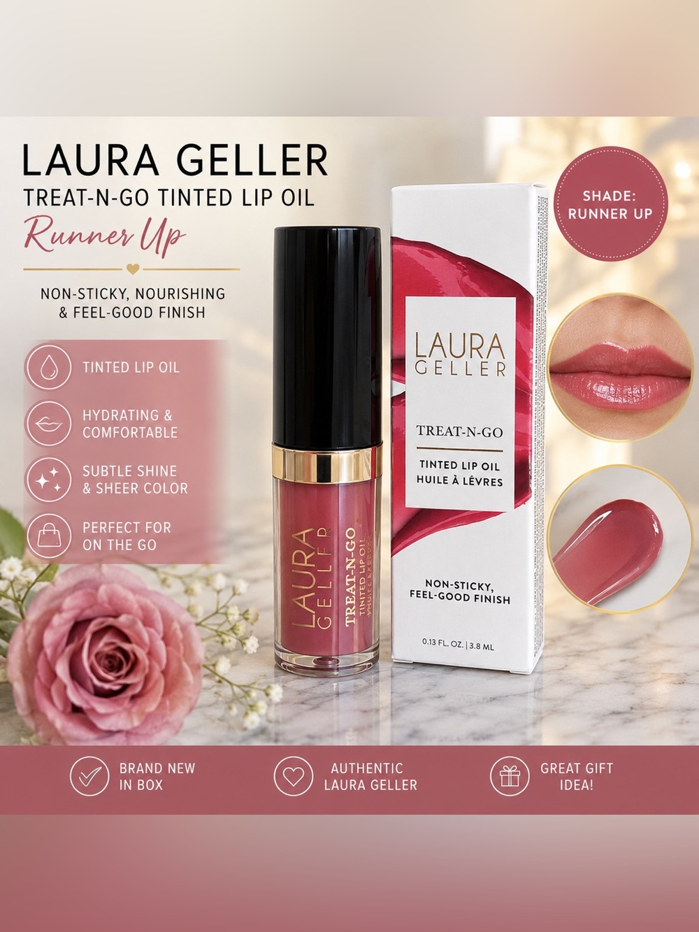 Laura Geller Treat-N-Go Tinted Lip Oil -Shade- Runner Up